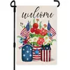 Nova Bandeira de Jardim Temu para o Dia da Independência Americana Bandeira de Pendurar Dupla Face em Linho Decoração de Pátio Bandeira de Cena para Festa de Feriado