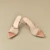 Zapatos Casuales de Malla con Tacón Fino y Punta Fina, Abiertos, de Tacón Alto para Usar al Aire Libre, Sandalias Elegantes de Venta Caliente Estilo Coreano para Mujer, Nuevo Modelo Verano 2025