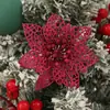 Decoraciones Navideñas de Venta Caliente Transfronterizas Flor Navideña Roja Brillante Hueca Guirnalda para Árbol de Navidad Colgante Decoración Venta al por Mayor