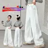 Pantalones Largos para Niñas 2026 Primavera Nuevo Estilo para Niños Mayores, Pantalones de Pierna Ancha Estrecha con Retazos, Pantalones Rectos Casuales, Atuendo de Primavera Adelgazante