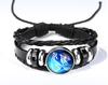 Pulseira de doze constelações joias europeias e americanas liga de vidro quente transfronteiriça multicamadas tecida luminosa punk couro sonho