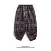 Pantalones capri de lino de verano para hombre, pantalones de farol de talla grande a la moda, pantalones de rábano de pierna ancha tailandeses, pantalones Harlan sueltos e informales.