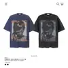 Camiseta de Manga Corta para Hombre, Algodón Puro de Peso Pesado, Estilo Retro Americano, Marca de Moda, Estampado Desgastado, Nuevo Top Holgado para Venta Transfronteriza, 250g