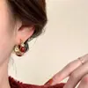 Pendientes de Aro Pequeños Rojos con Goteo de Aceite de Lujo Ligero Vintage Moda Pendientes de Gama Alta Diseño de Nicho Tendencia Orejeras de Moda