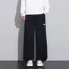 Calça Jeans Tricotada Plus Size para Homem, Nova Tendência Loose Fit, Caimento Solto, Elástica, Perna Reta