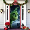 Decoração de Natal Amazon Transfronteiriça Pano Pendurado Desenho Animado Monstro Verde Peludo de Natal Cortina de Porta Corredor Cobertura de Porta Externa