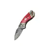 Cuchillo Plegable de Bolsillo Tipo Llave de Acero de Damasco Hecho a Mano con Mango Exquisito Cuchillo de Fruta Portátil Mini Cuchillo Cuchillo para Exteriores