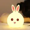 Luminária de Coelho Fofa, Lâmpada de Toque para Meninas, Proteção para os Olhos, Lâmpada de Mesa para Quarto, Silicone Fofo Recarregável, Presente