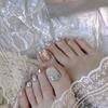 Verão Branco Toenail Patch Foot Nail Patch Foot Nail Patch Foot Wear Unha Mão Unha Nail Patch Produto Acabado