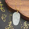 Colgante de Jadeíta Birmana Natural Grado A Hielo Blanco Hoja de Jade Colgante de Moda Unisex Variedad 9096