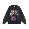 Casaco estampado de tigre retrô de estilo americano para homens e mulheres hiphop Street lavado casual com capuz