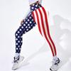 Calça de Yoga Bandeira Americana para Mulheres, Flare de Cintura Alta Levanta Bumbum Estampa Xadrez Calças Esportivas Fitness, Leggings Finas