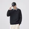 Sudadera tipo polo con cuello de solapa de nuevo estilo para hombre, marca de moda para primavera y otoño, retazos, corte holgado, talla grande, estilo grueso, top casual de forro polar para otoño e invierno