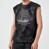Chaleco Sin Mangas Estilo Americano Tie-Dye para Hombre, Nuevo Modelo de Verano, Marca de Moda, Camiseta sin Mangas Sencilla, Holgado Casual Estampado de Moda