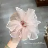 Elegante scrunchie de encaje de malla de doble capa con una vibra suave, liga para el pelo de organza para peinados de moño y accesorios para el cabello