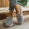Nuevo Modelo de Verano 2026: Zapatos Casuales Cómodos de Talla Grande para Mujer con Hebilla Metálica de Color Sólido Planos sin Cordones