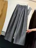 Calça pantalona cáqui para mulheres, novo estilo outono 2026, cintura alta, solta, modeladora, versátil, perna reta, calça longa casual