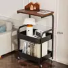 Carro Mesita de Café Móvil, Mesa Auxiliar Estilo Crema, Mesa Lateral para Sofá de Sala de Estar, Estante de Almacenamiento para Mesita de Noche de Dormitorio