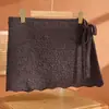 26 Otoño Invierno 100% Lana Pura Tejida Cubre Trasero Falda Media Mujer Encaje Lateral Jacquard Hueco Cintura Alta Falda Exterior para Superponer