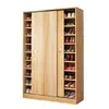 Zapatero de puerta corrediza multicapa de gran capacidad para entrada del hogar, mueble de entrada de madera simple económico, zapatero, armario de almacenamiento