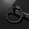 Explosiones Transfronterizas Pulsera de Piedra Volcánica Mate de 8MM para Hombre Ónix Negro Cuadrado Joyería de Cuentas de Moda de Alta Gama
