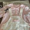 Gran Venta No Reembolsable y No Intercambiable [Pide con Racionalidad] Falda con Tirantes Floral para Niña de Primavera y Otoño + Camisa con Cuello de Muñeca