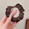 Goma para el pelo plisada de satén de color liso de alta gama estilo coreano, Elegante goma elástica de alta elasticidad para coleta, Cuerda elástica simple para el pelo