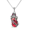 Collar Vintage de Moneda de Cobre Negro Teñido con Pixiu Grande y Granate Colgante Único Audaz Desgastado Moderno para Hombres y Mujeres