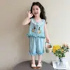 Conjunto de Chaleco para Niñas Verano 2026 Nuevo Elegante Top sin Mangas y Pantalones Cortos Infantiles Conjunto de Dos Piezas Moderno