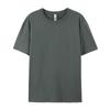 Camiseta de algodón puro con cuello redondo y hombros descubiertos, personalizada, 220 g, transpirable, absorbente del sudor, con impresión publicitaria y logotipo bordado.