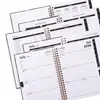 Caderno A5 pautado 2026-2027 planejador semanal em inglês transfronteiriço com padrão de estrelas e floral, design simples, logotipo personalizável