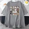 Comércio exterior verão novo anime animal gatinho desenho animado estampa manga curta feminino algodão solto japonês e coreano casual camiseta feminino