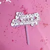 Estilo Ins Cartão de inserção para bolo de aniversário Margarida Inserção dupla de acrílico para bolo Decoração de bolo para mesa de sobremesas de festa