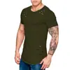 Nova Camiseta Casual Masculina de Cor Sólida Solta Estilo Europeu e Americano Tamanho Grande com Furo para Homens e Mulheres