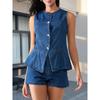 Deseo Amazon Aliexpress Exportación Transfronteriza Tops de Mezclilla sin Mangas de Moda Trajes Cortos Venta Directa de Fábrica Mayoreo