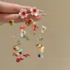 Pendientes de Borla de Flor de Cuentas Mar Rosa para Mujer Verano Corazón Femenino Dulces Pendientes de Estilo de Vacaciones de Nicho para Mujer