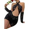 Europa y Estados Unidos cuello colgante de encaje body transfronterizo comercio exterior Europa y Estados Unidos lencería sexy sexy encaje perspectiva pijamas outlets de fábrica