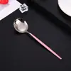 Juego de Cubiertos de Acero Inoxidable 410 Personalizado, Mango Plano, Vajilla Portuguesa, Cuchillo para Filete Occidental, Tenedor y Cuchara para Postre y Ensalada