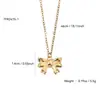 Elegante Moda Simples Coração Vazado Laço Geométrico Pingente Aço Inoxidável Banhado Ouro 18K Colar Feminino