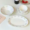 Platos Planos de Cerámica Estilo Ins Serie Estrella de Mar, Vajilla Cerámica Doméstica para Una Persona, Alto Valor Estético, Platos Sencillos, Platos para Fruta y Postre