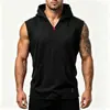Colete Masculino Sem Manga para Primavera e Outono, Colete de Marca Tendência Estilo Americano com Múltiplos Bolsos, Jaqueta Colete com Capuz Absorvente de Suor e Respirável