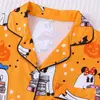 Comercio exterior transfronterizo estilo europeo y americano estampado de Halloween ropa de casa manga corta tejido ignífugo transpirable conjunto de pijama para niños