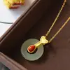 Pingente original em prata S925 com jade branco incrustado, simples, de alta qualidade, elegante, com temperamento clássico, pingente para dama/casal