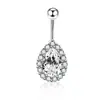 Europeu e Americano estilo gota d'água grande piercing no umbigo joia para corpo zircônia prego de umbigo moda lágrimas de anjo amor fivela umbilical