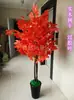 Simulación Arce Rojo en Maceta Plantación Decoración de Sala de Estar Bonsái Flores Artificiales Plástico Tienda Pastoral Hoja de Arce Auspiciosa Árbol Paquete Otro