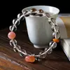Pulseira Original de Cristal Branco Natural e Cera de Abelha, Pulseira Wenwan de Ágata Yanyuan em Formato de Pêssego Estilo Chinês Novo para Mulheres, Peça Única Atacado