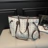 Nova Bolsa Tote de Grande Capacidade Outono/Inverno 2026, Bolsa de Ombro Casual Retrô Fashion, Bolsa Mãe e Filha Estampada Tendência