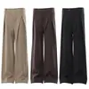 Pantalones Casuales de Pliegues con Caída Estilo Vibe Americano para Hombre, Marca Trendy Diseño Cleanfit, Pantalones Largos Sueltos de Pierna Ancha