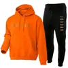 Sudadera con capucha informal para hombre y mujer 2025, conjunto, chaqueta con capucha de marca estampada de moda, forrada de forro polar, Otoño e Invierno