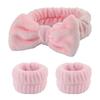 Faixa de Cabelo Transfronteiriça, Pulseira para Lavar o Rosto, Pulseira de Coral Fleece, Faixa de Cabeça Absorvente de Água para Lavar o Rosto, Conjunto de Três Peças de Pulseira